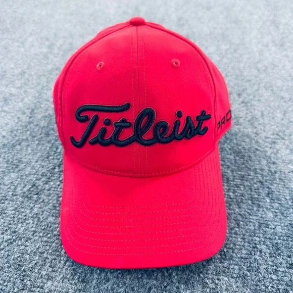 Titleist x Footjoy Mens Red Performance Golf Hat Pro V1 Adjustable Cap NEW - Picture 2 of 8